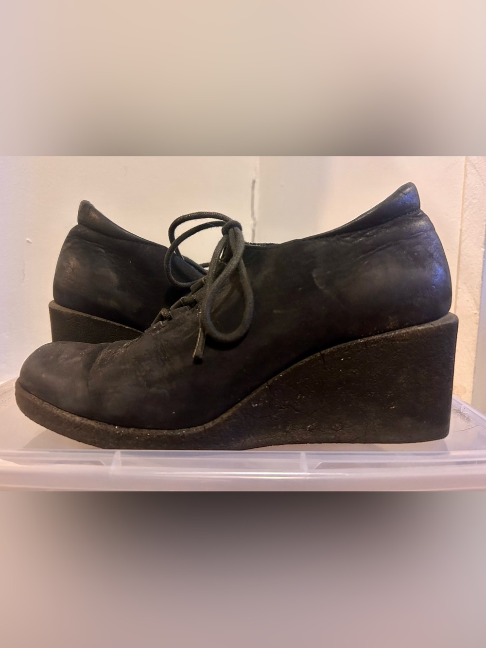 Arche Suede Black Wedge Lace-Up Women's Shoe